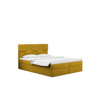 BOXBETT mit Bettkasten und Matratze CLARA Stoff Velvet Gelb 160x200 cm H2-Pocket - Gelb, Holz (160/200cm) - Kaiser Möbel