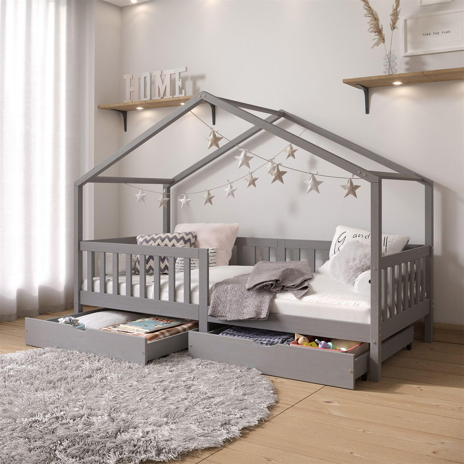 HAUSBETT ELEA 90X200 CM - Grau, Holz (96/148/206cm) - IDIMEX