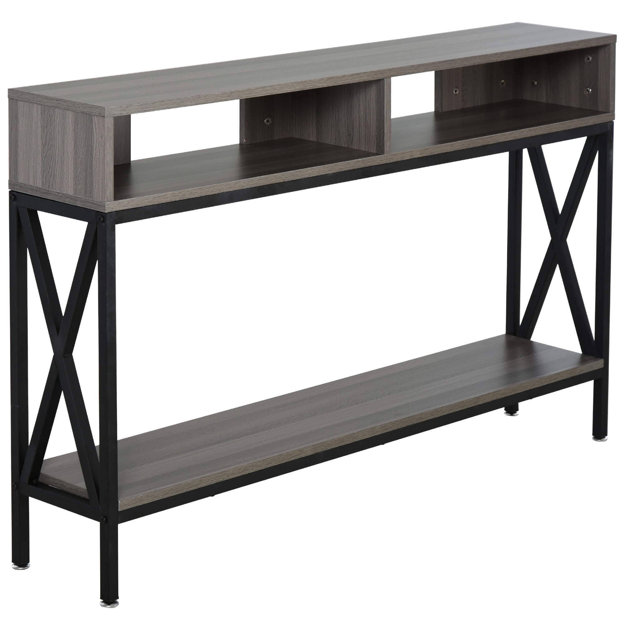 KONSOLENTISCH DE-16755 Industrie-Design mit Ablage Grau - Grau, Holzwerkstoff (120/23/75cm) - ComfortXL