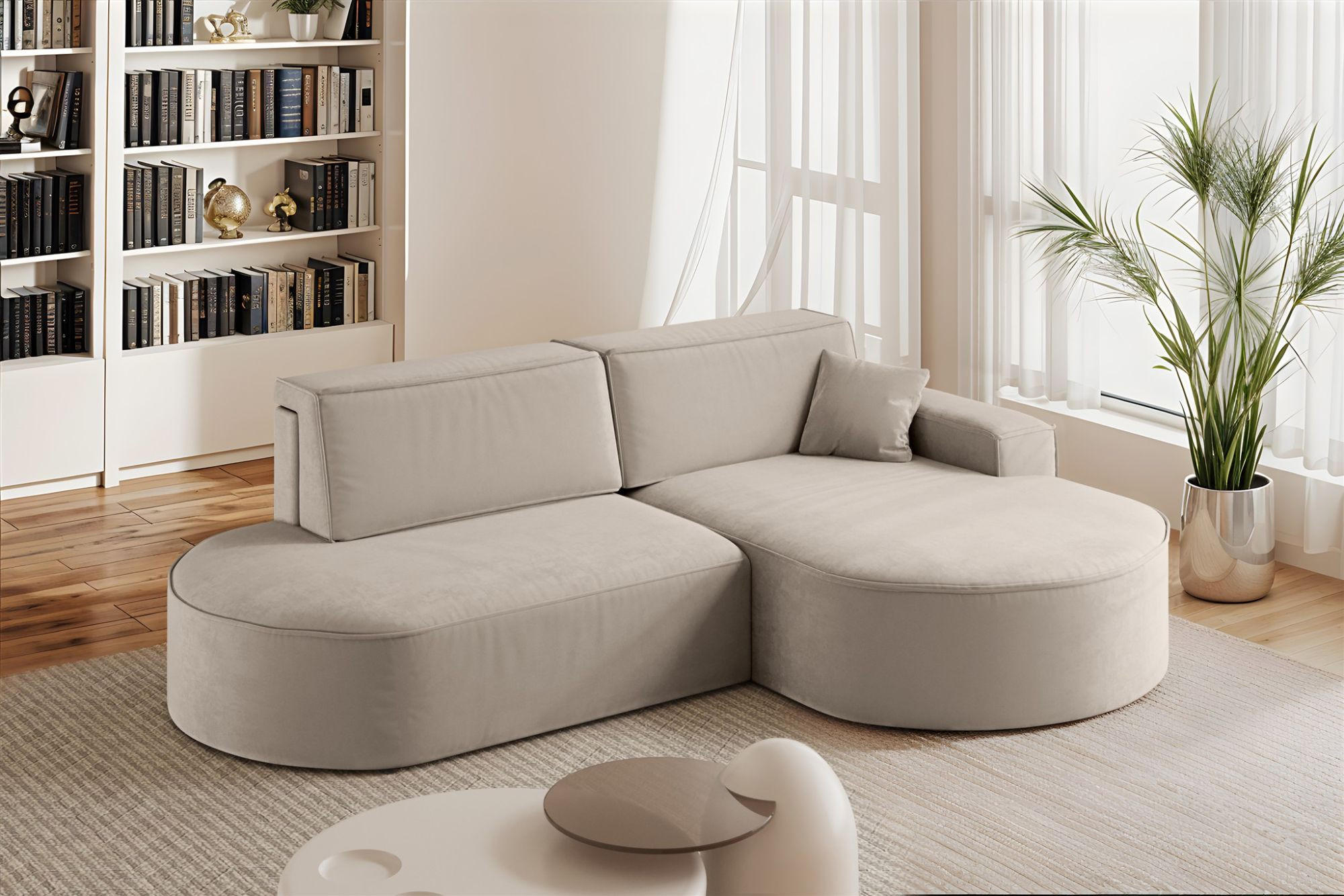 ECKSOFA Venedig Mit Schlaffunktion - Beige, Holzwerkstoff/Textil (278/179cm) - Fun Möbel