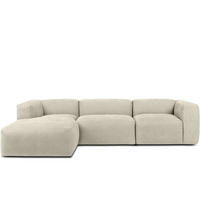 ECKMODULSOFA-LINKS BUFFO mit extrem weicher und bequemer Sitzfläche, Gewebestoff, ecru - Ecru, Textil (297/180cm) - KONSIMO®