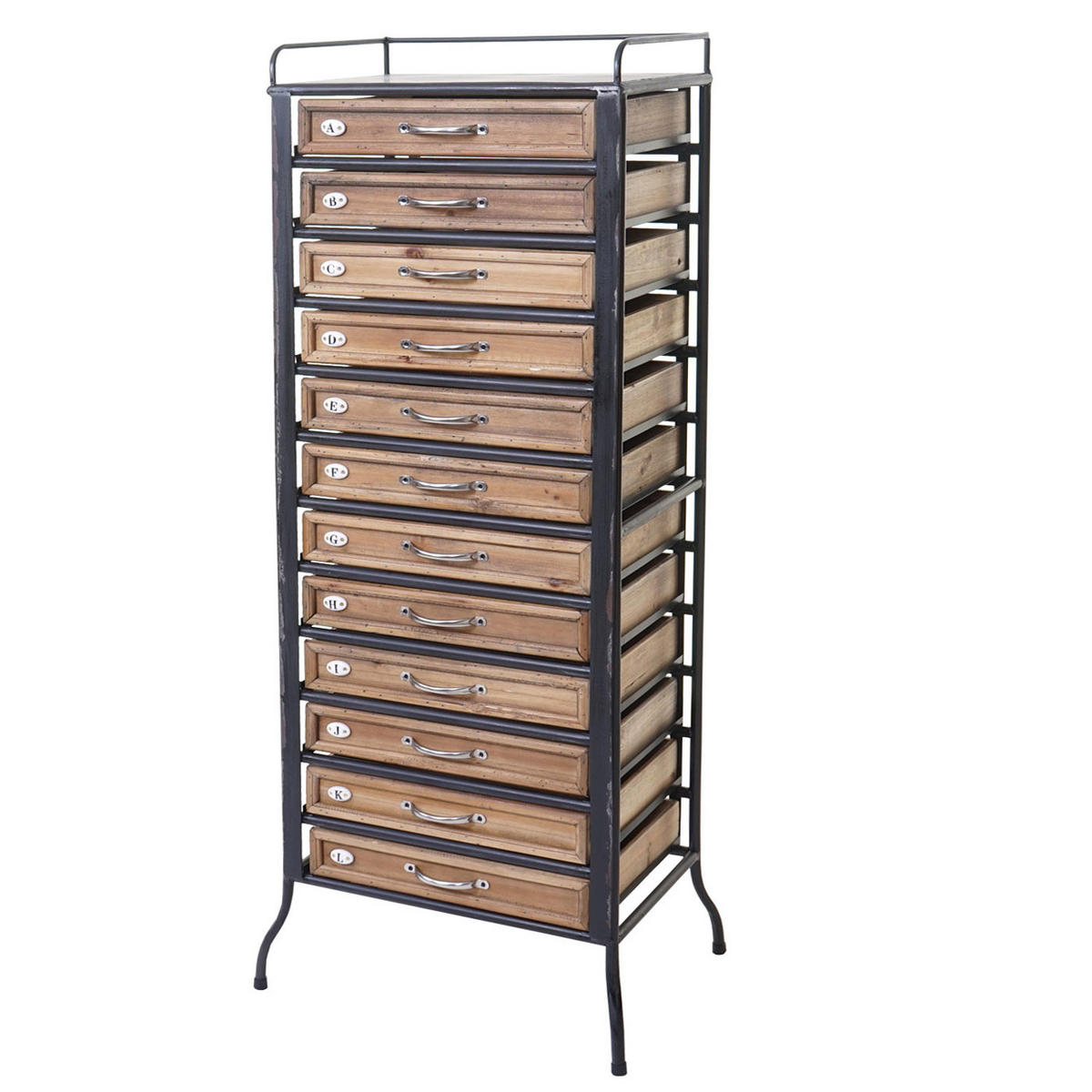 APOTHEKER-SCHRANK Braun, Schwarz - Schwarz/Braun, Holz (55/129/38cm) - MCW