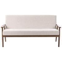 SOFA 3-Sitzer Dunkelbraun / Beige Esrum - Beige/Dunkelbraun, Holz/Textil (151/79/72cm) - Beliani