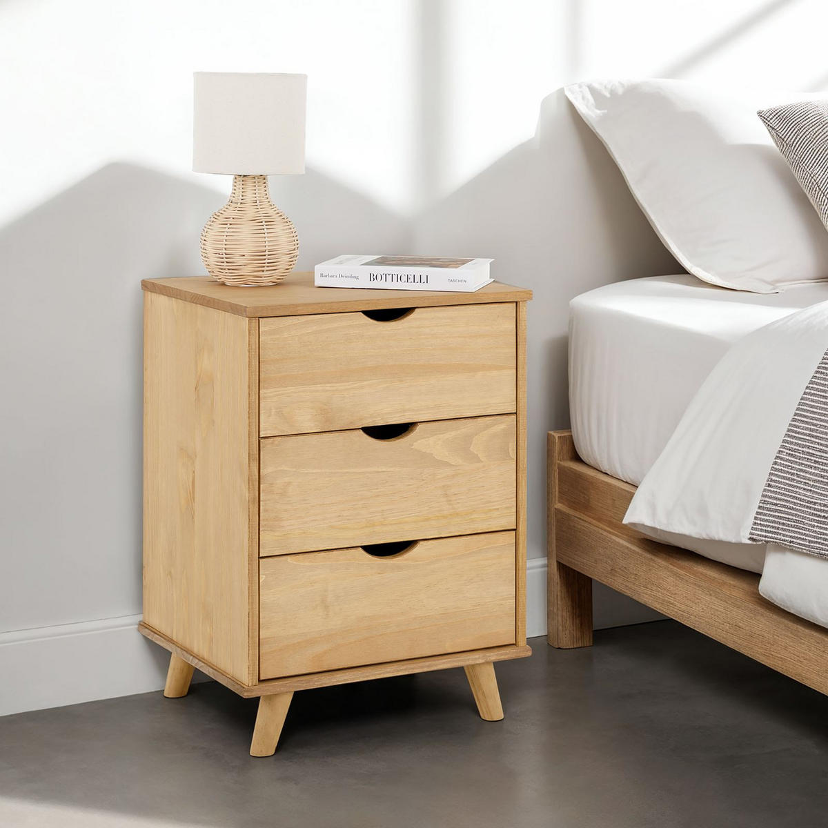 NACHTTISCH JALISCO gebeizt/gewachst - Kieferfarben, Holz (46/62/39cm) - IDIMEX