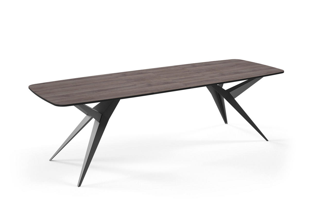 ESSTISCH AXIS - Anthrazit/Schwarz, Holzwerkstoff/Metall (90/180/76cm) - Meblini