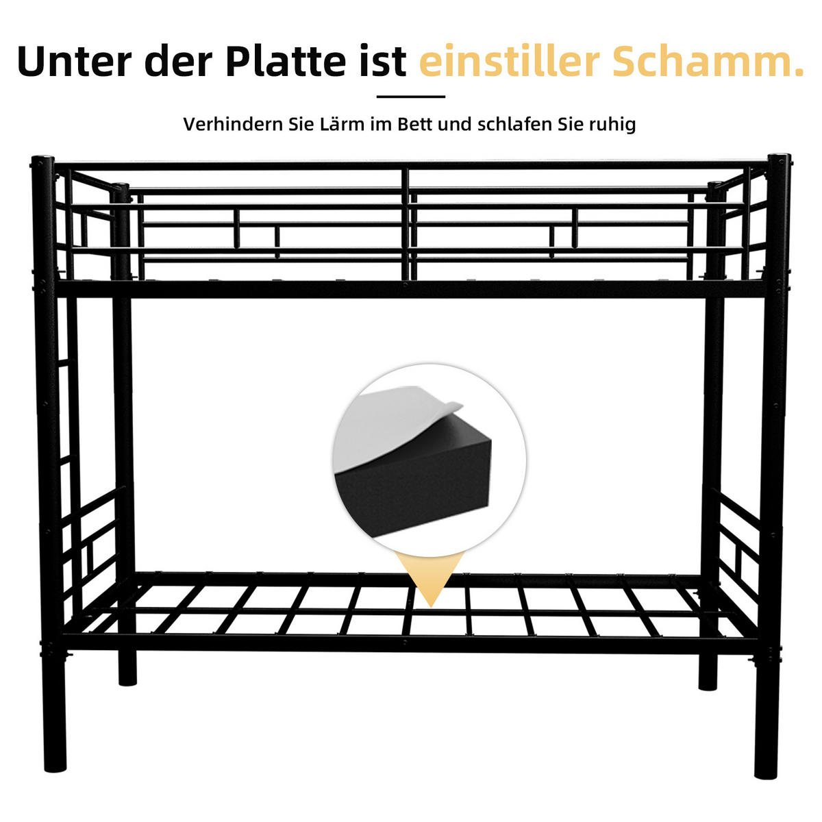 ETAGENBETT Metall Twin Twin Leiter Geländer - Schwarz, Metall - LEBENLANG