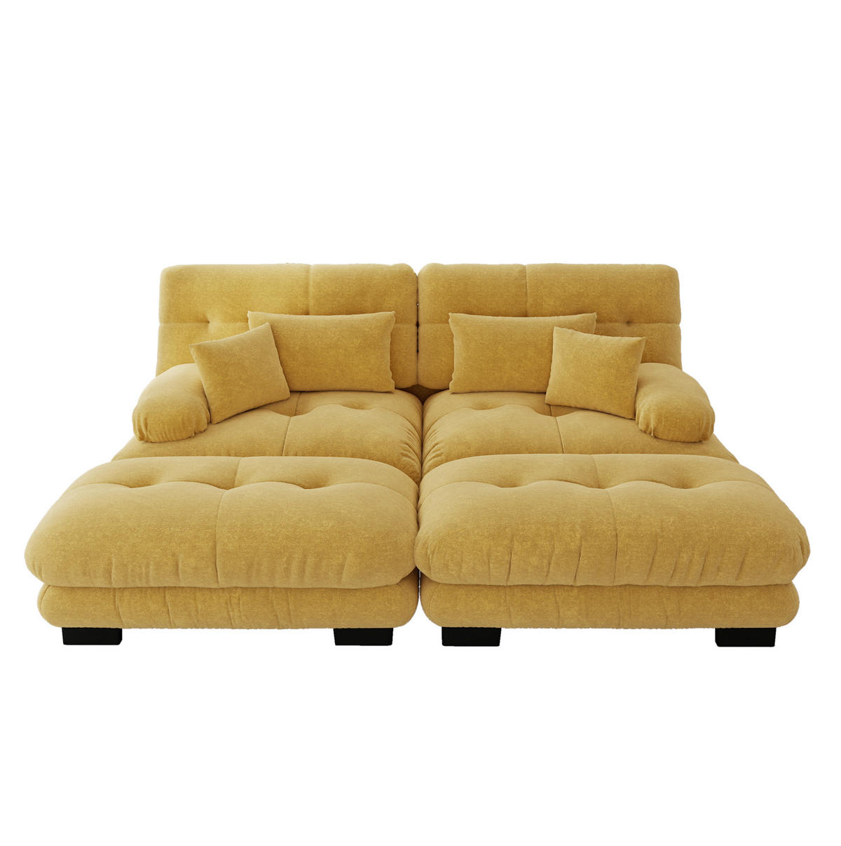 SOFA modular Chenille Yellow mit Ottomanen - Gelb, Kunststoff (145/81/220.1cm) - Meubliv