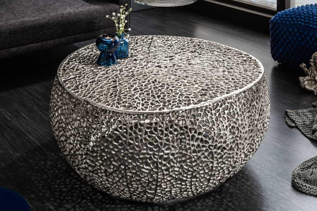 COUCHTISCH LEAF Metall Silber 80 cm - Silberfarben, Metall (80/80/41cm) - riess-ambiente