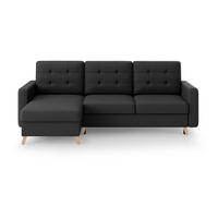 ECKSCHLAFSOFA Vinci mit universelle Ottomane, Dunkelgrau - Buchefarben/Schwarz, Textil (236/151cm) - Beautysofa
