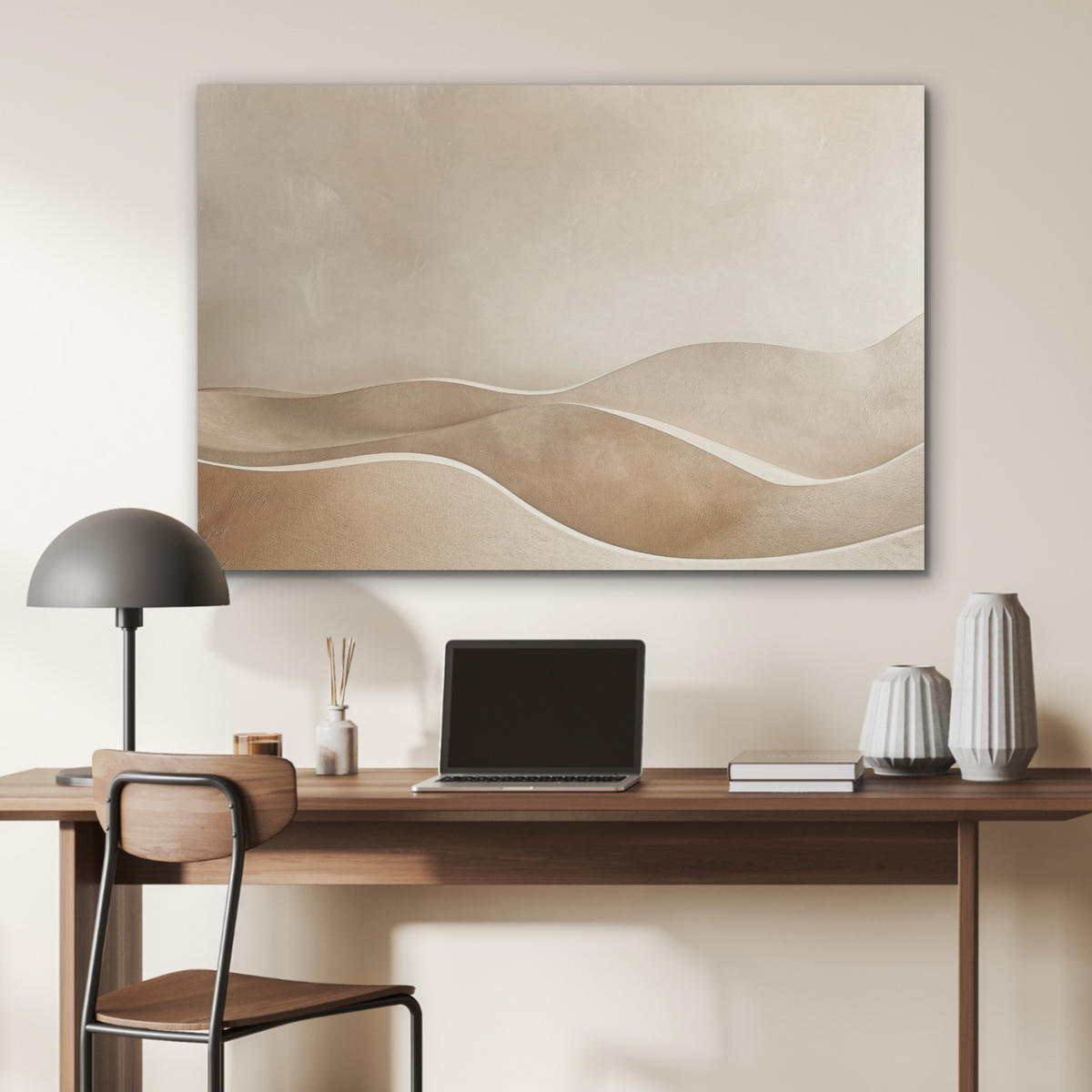 AKUSTIKPANEEL Beige - Natur - Abstrakt - Modern 100x70 cm - Beige, Textil (100/0.9/70cm) - MuchoWow