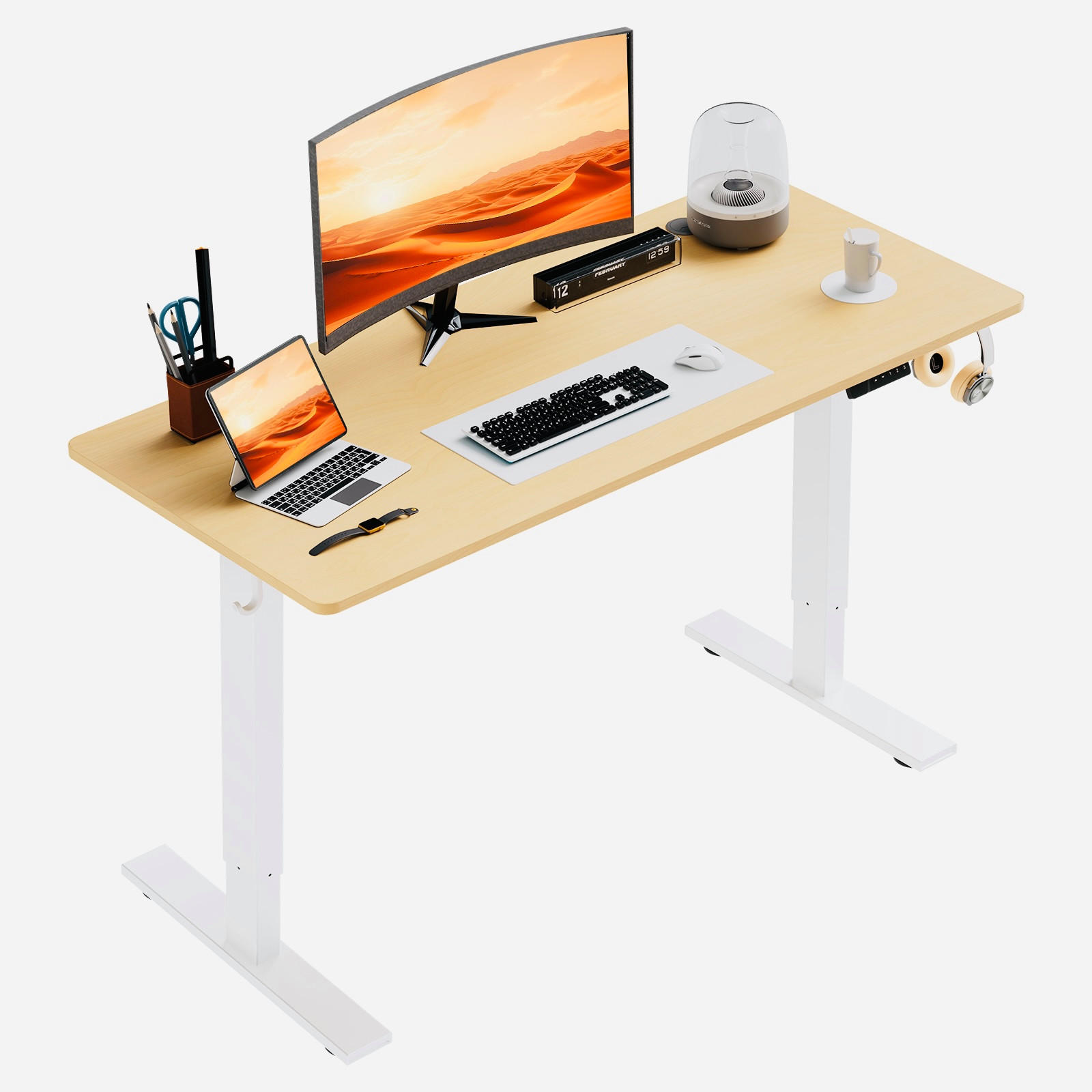 SCHREIBTISCH elektrisch höhenverstellbar 60 x 110 cm, mit Memory- und Kollisionsschutzfunktion,HOMAVO - Naturfarben, Metall (110/60/117cm) - HOMAVO