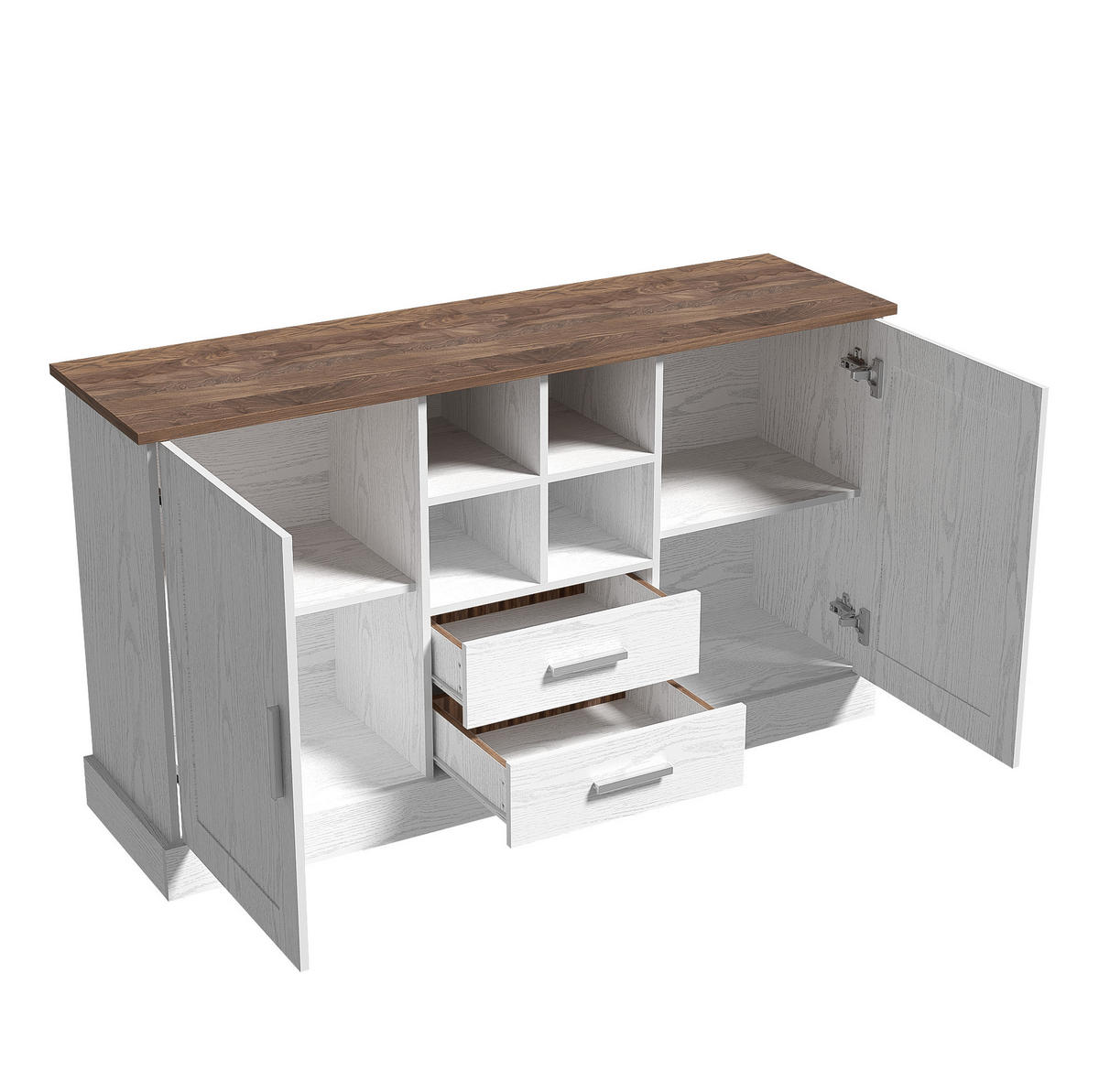 SIDEBOARD 140/40/79,5 cm in Weiß und Braun mit 2 Türen und 2 Schubladen - Braun, Holzwerkstoff (140/79.5/40cm) - Flora Grace