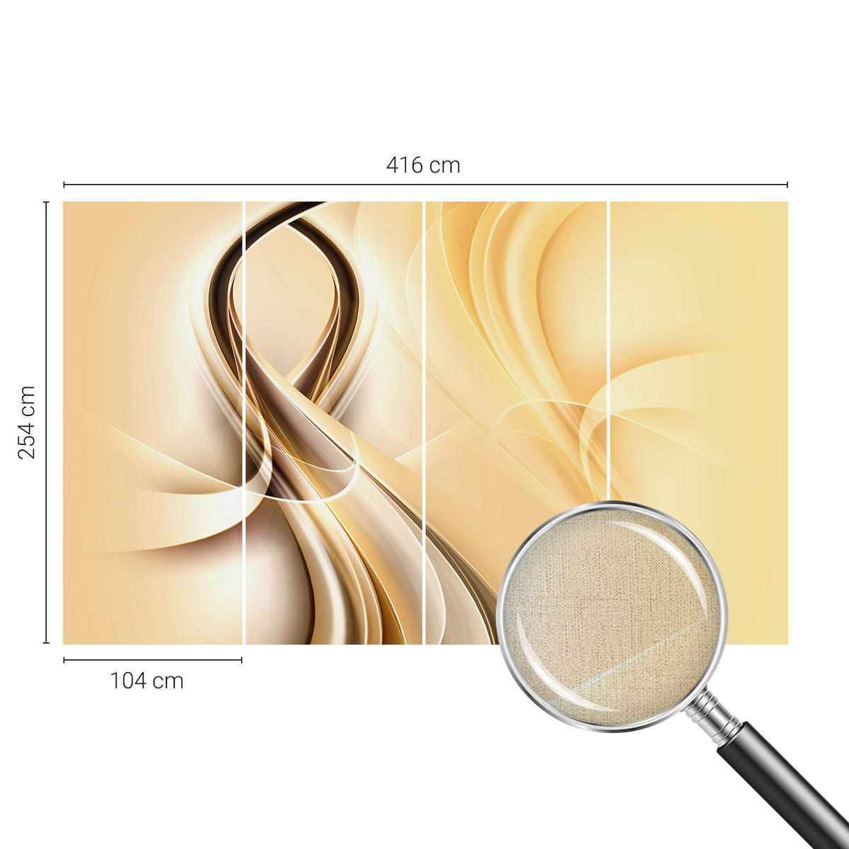 FOTOTAPETE 416x254 cm - Wellenlinien - Orange, Textil (416/254cm) - Wallfluent