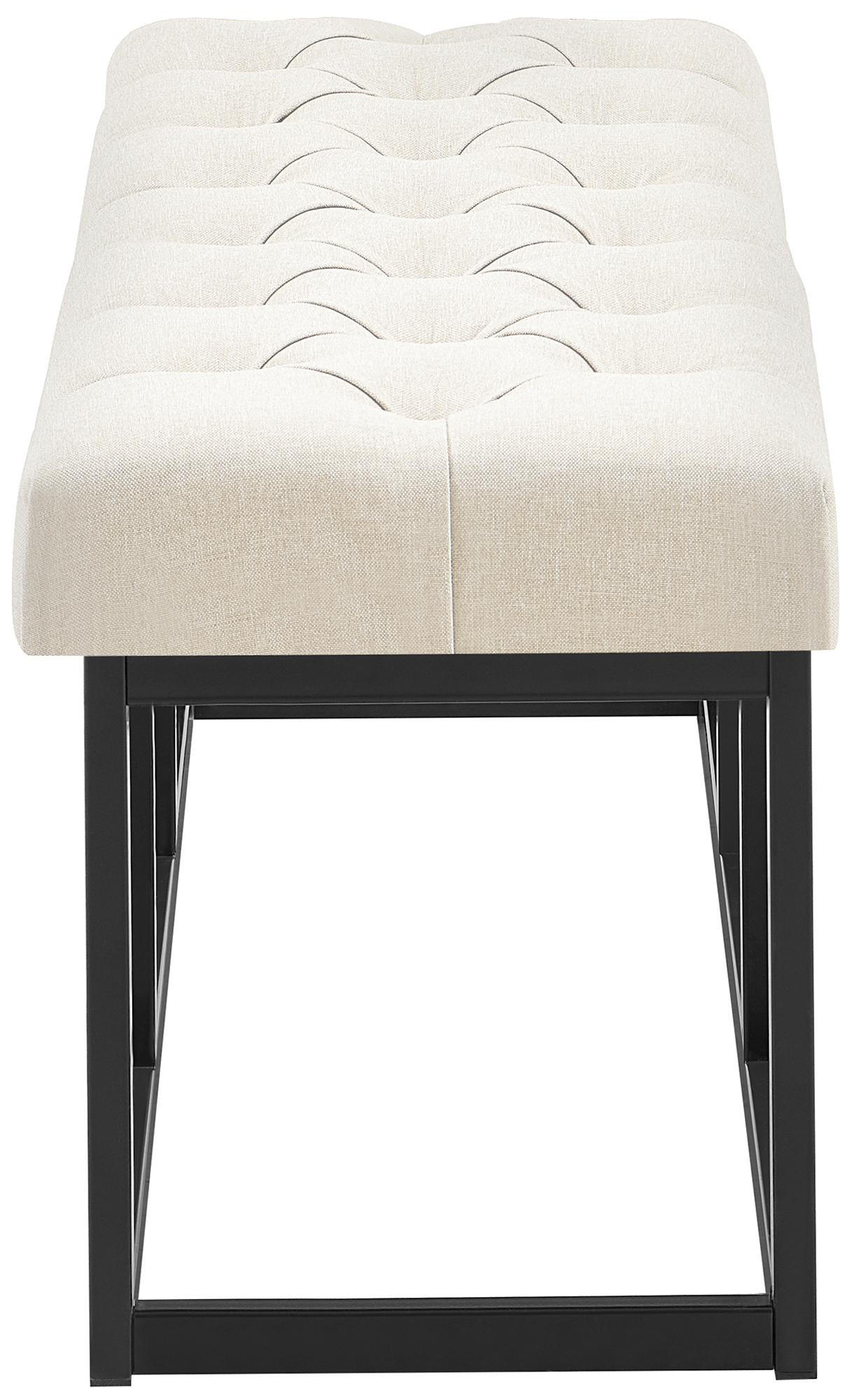 SITZBANK 100/38 cm Stoff Creme - Creme/Schwarz, Textil/Metall (100/46/38cm) - CLP