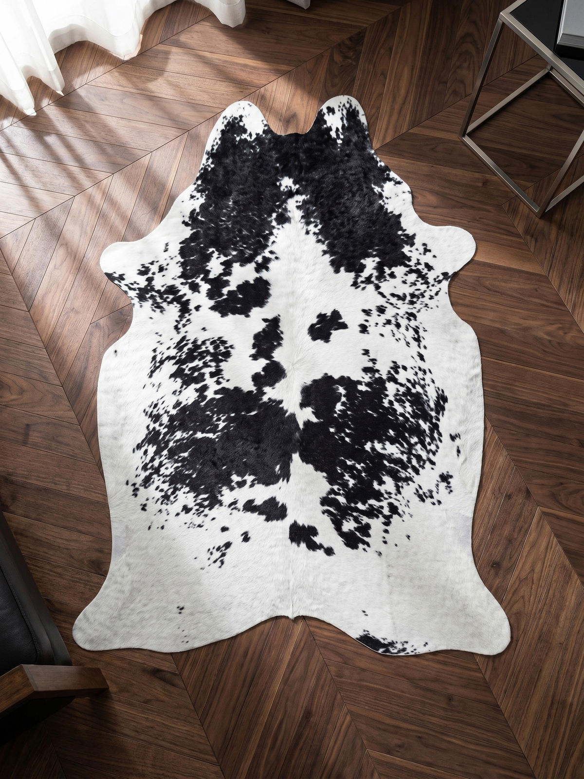 TEPPICH Waschbar Fell-Optik Elegant Esszimmer Strapazierfähig Schwarz 150x200 cm OEKO-TEX – GASTEIN - Schwarz, Textil (150/200cm) - KADIMA DESIGN