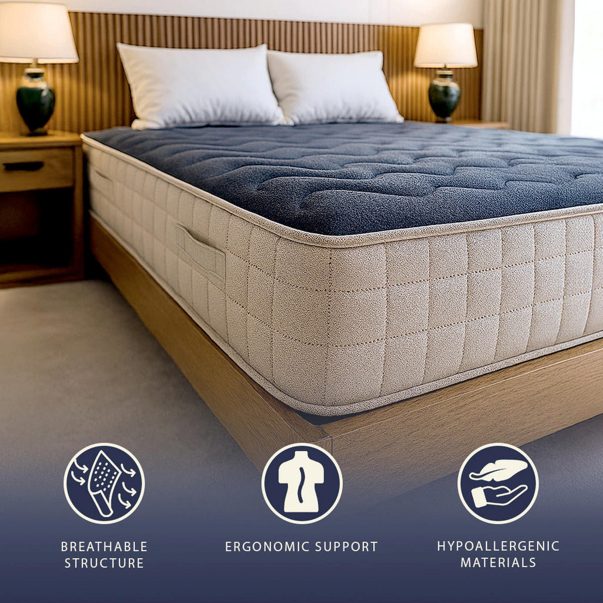 MATRATZE Memory 9 Zonen 18 cm 120x200 - Weiß, Textil (120/200cm) - The White Stone