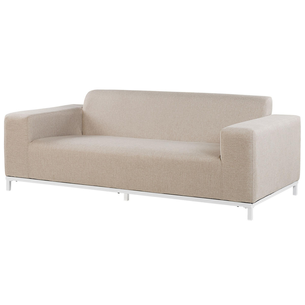 GARTENSOFA 3-Sitzer beige/weisses Gestell Rovigo - Beige/Weiß, Textil (186/68/84cm) - Beliani
