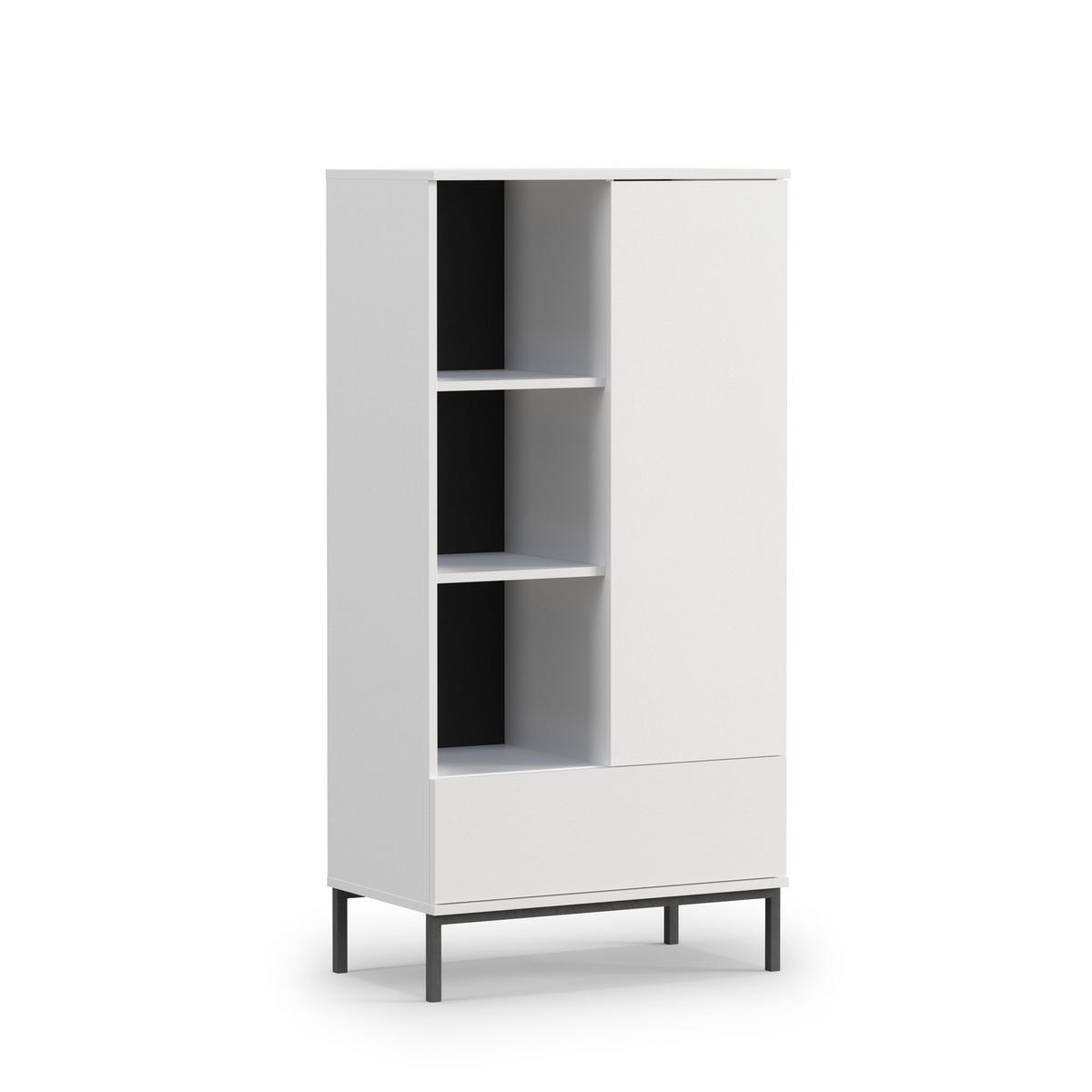 BÜCHERREGAL Dallas 70x140 Weiß - Schwarz/Weiß, Holzwerkstoff/Metall (70/140/41cm) - Ravio