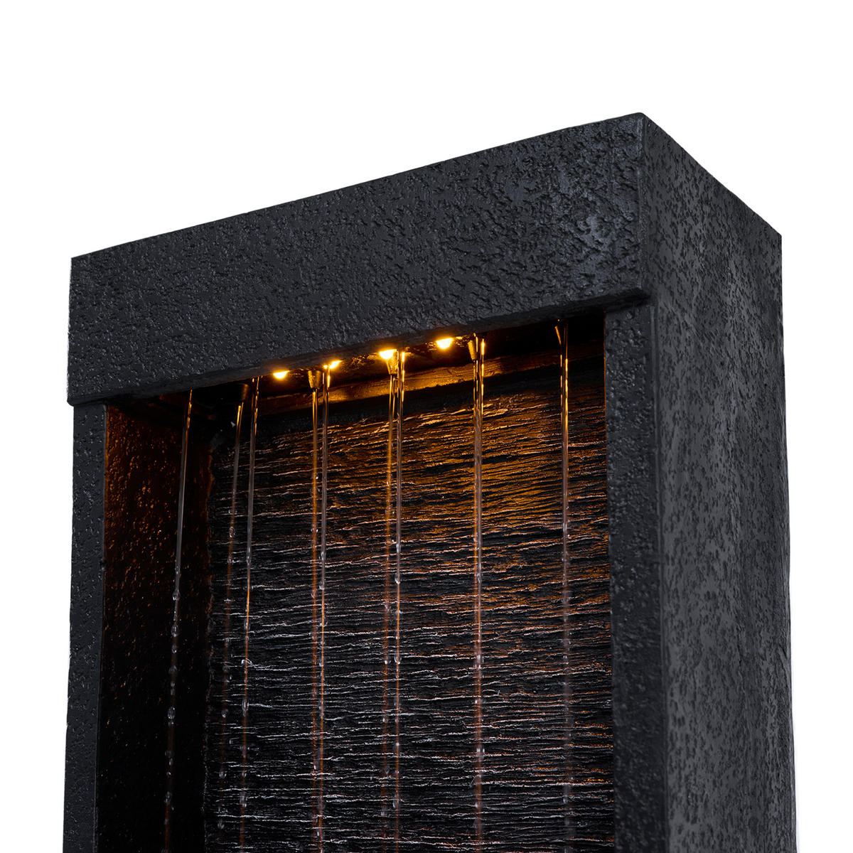 SOLAR-GARTENBRUNNEN 97 cm Athena - Schwarz, Stein (34/22/97cm) - Teamson Home