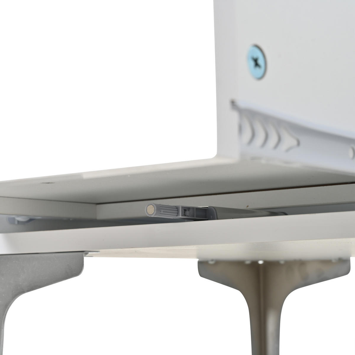 SIDEBOARD in Weiß Anrichte mit 4 Schubladen, 2 Türen, Hochglanz MDF, Metallfüße, B150/T38/H59.5cm - Silberfarben/Weiß, Holzwerkstoff/Metall (150/59.5/38cm) - STILVORA