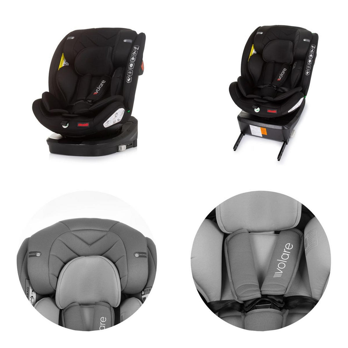 KINDERSITZ Volare i-Size (40-150cm) schwarz Isofix, drehbar, SPS, Top Tether - Schwarz, Kunststoff (46/78/42cm) - Chipolino