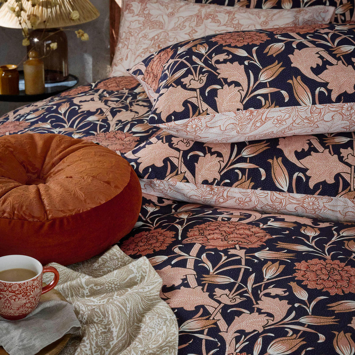 BETTWASCHE wilde Tulpe 3-Teilig 230x220cm - Braun, Textil (220/230cm) - Morris & Co