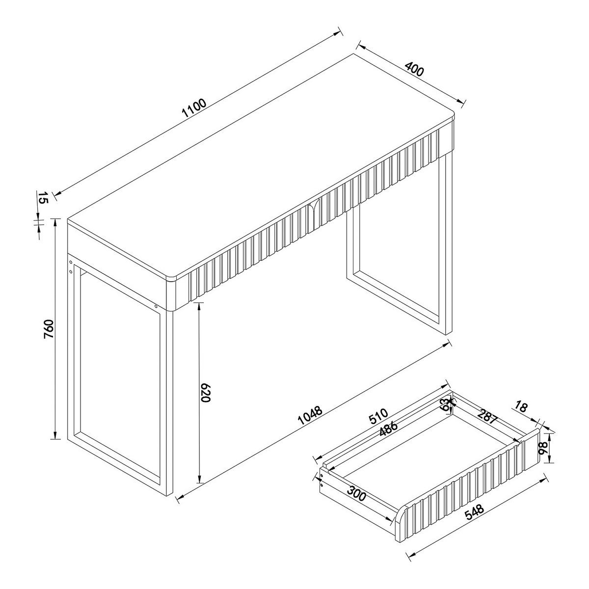 SCHREIBTISCH - Schwarz, Holzwerkstoff/Metall (40/110/75cm) - home24