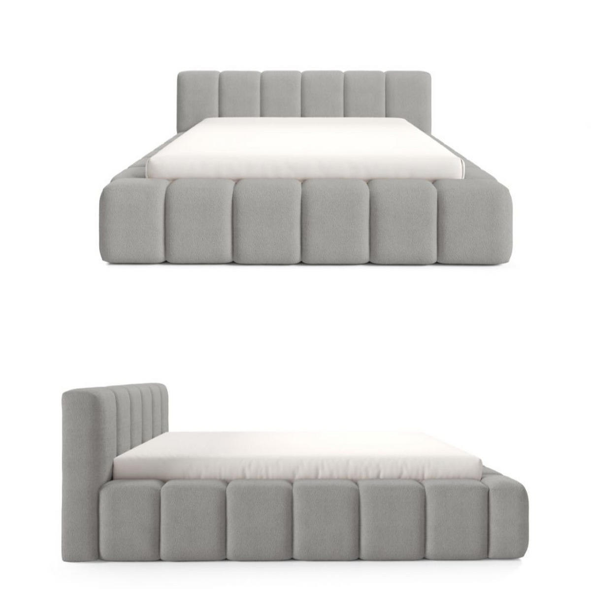 POLSTERBETT KALLA Premium 180x200 cm mit Bettkasten – QUELLE 83 - Hellgrau, Holz - Dekori_Interiors