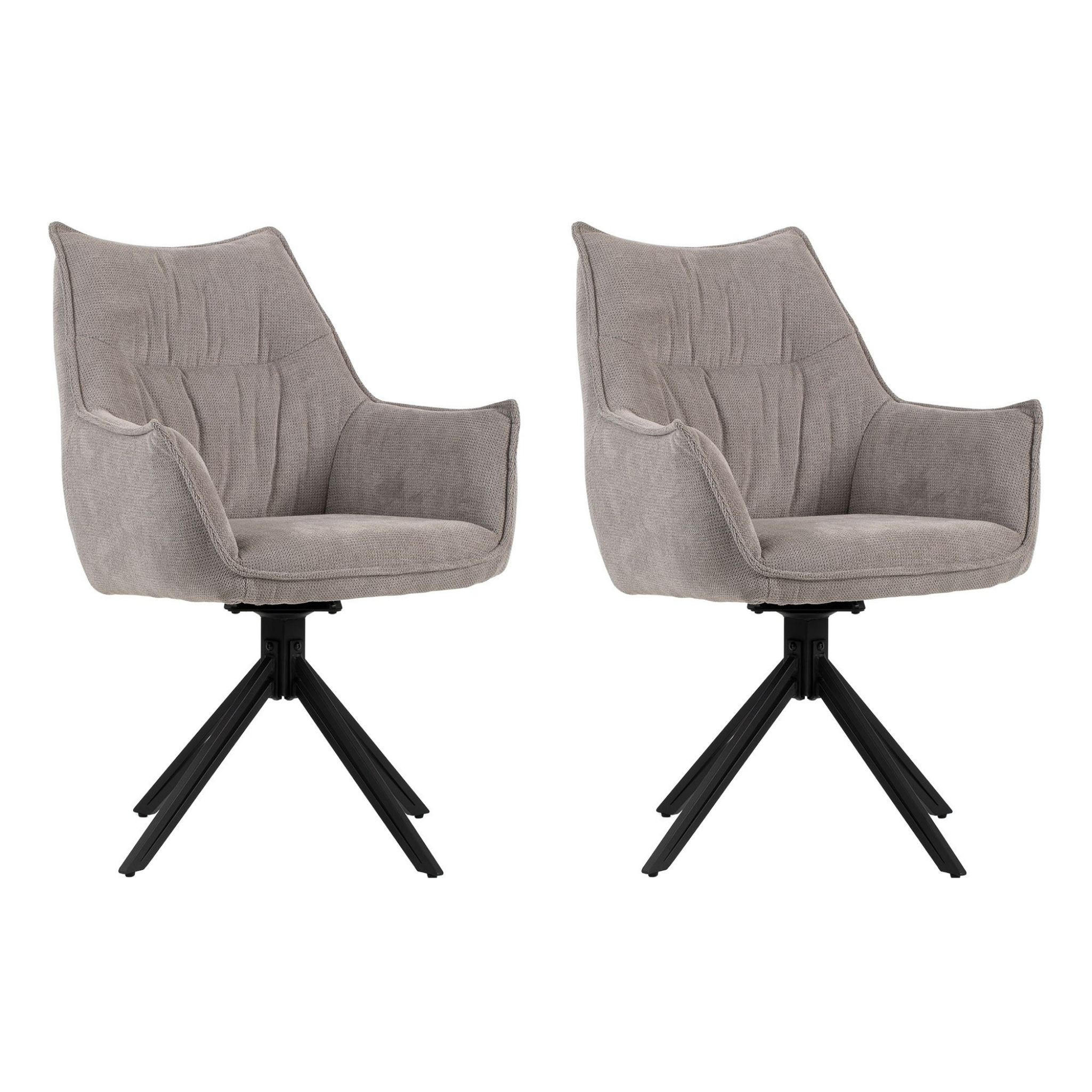 ESSZIMMERSTUHL Ginosa drehbar 2er-Set - Beige/Hellgrau, Textil/Metall (62/90/66cm) - Mr. Deko