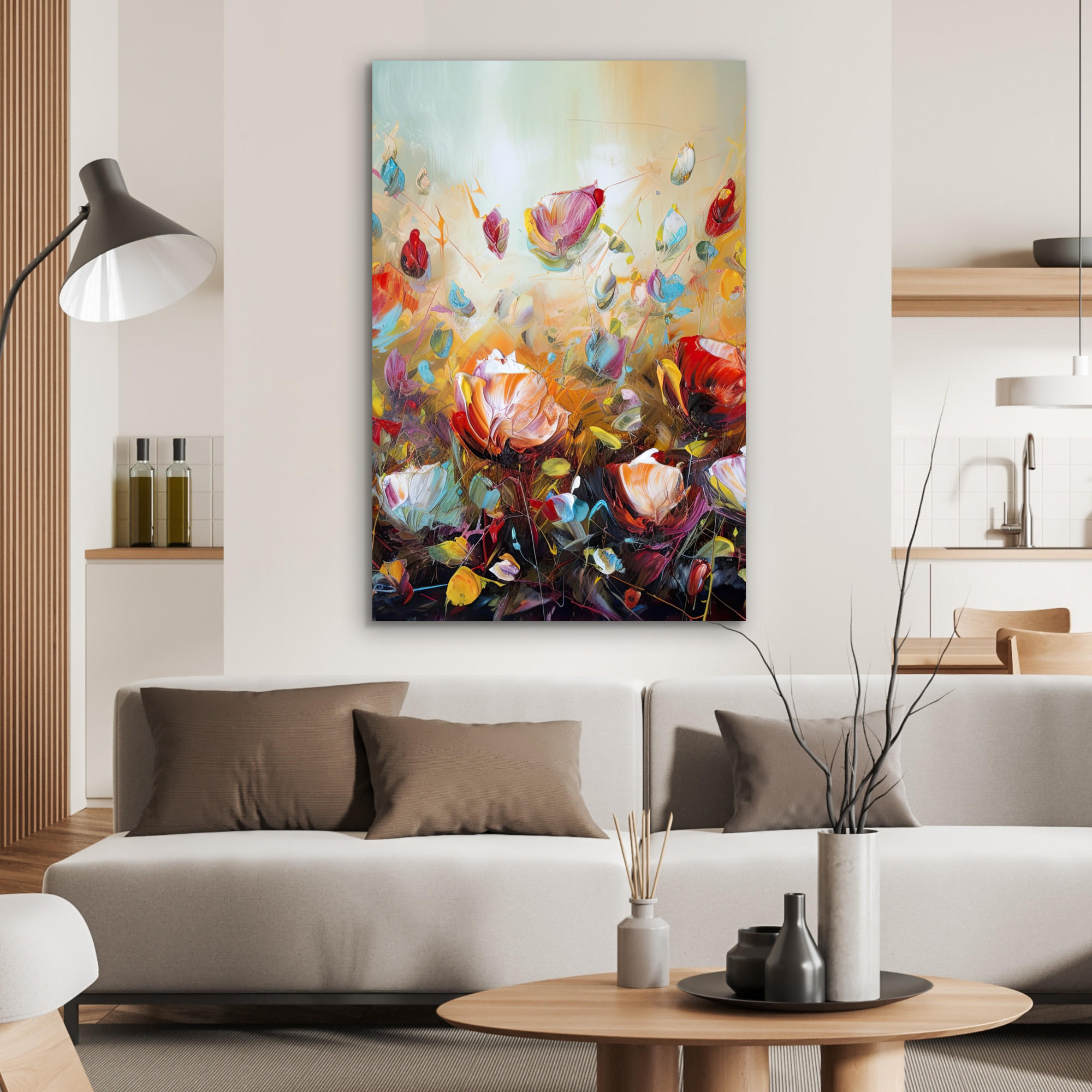 METALLBILD Blumen - Kunst - Natur - Ölgemälde 60x90 cm - Multicolor, Metall (60/90cm) - MuchoWow