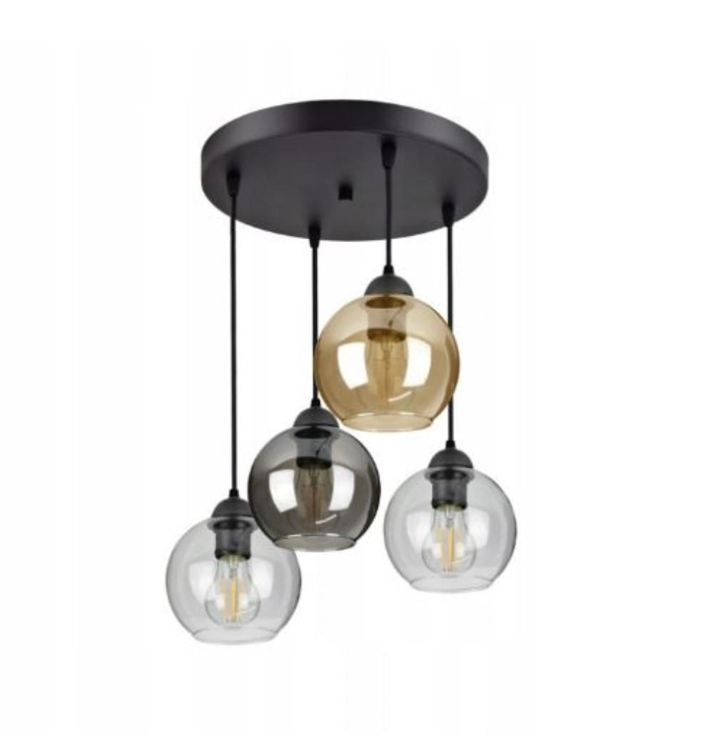 PENDELLEUCHTE HAGEN - Transparent/Schwarz, Glas/Metall (40/40/70cm) - kiki design