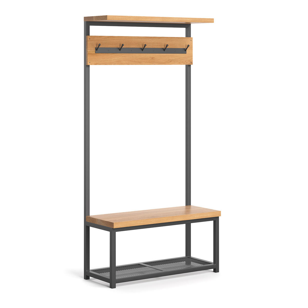 GARDEROBE Frame aus massivem Eichenholz 140 cm - Eichefarben/Naturfarben, Holz (140/180/36cm) - Danzz