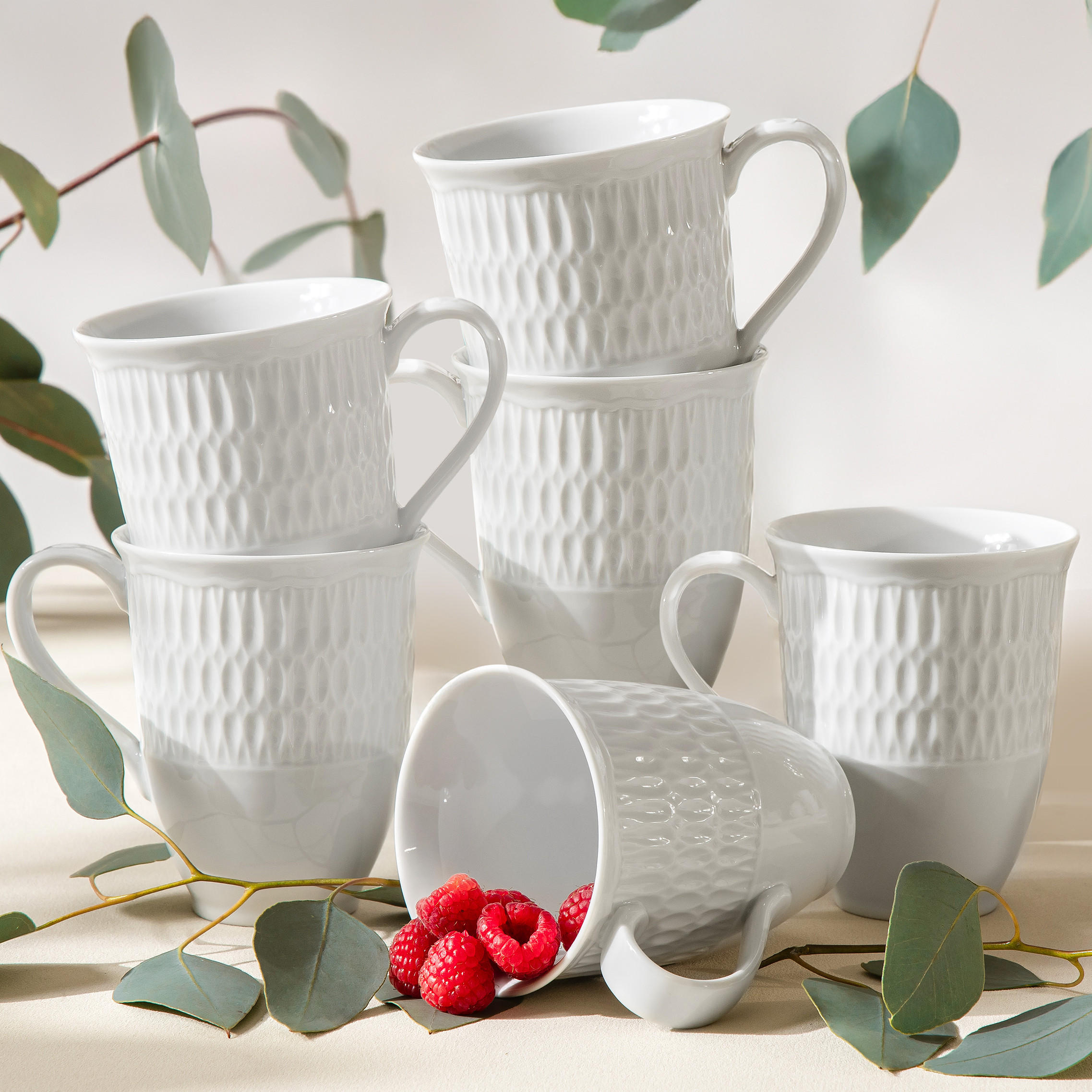 BECHER-SET CMIELOW SOFIA 6-tlg aus Porzellan - Weiß, Keramik (0.3L) - KONSIMO®