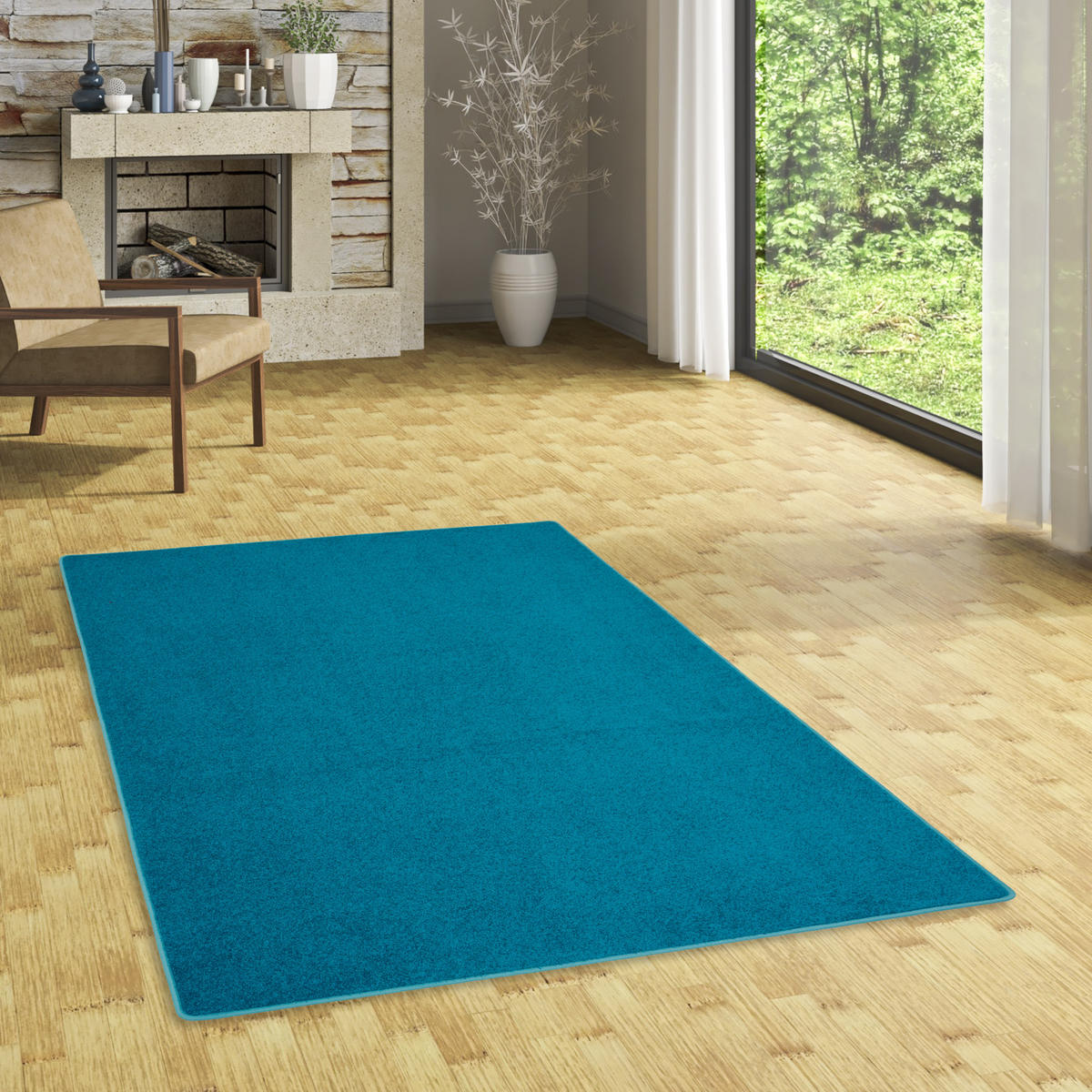 TREND VELOURS TEPPICH JOY - Petrol, Textil (80/400cm) - Snapstyle