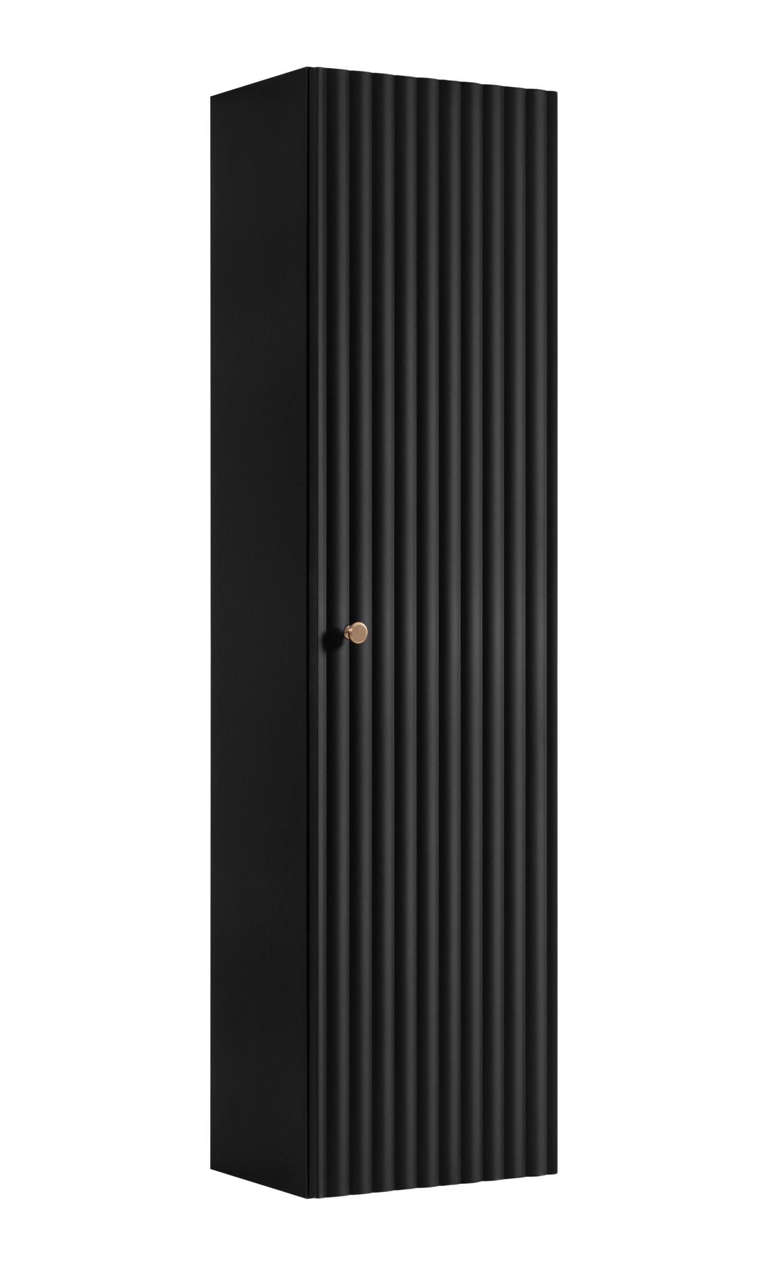 BADEZIMMER-HOCHSCHRANK: Schwarz / Griffe Gold, 35 x 27 x 136 cm - Goldfarben/Schwarz, Holzwerkstoff (35/136/27cm) - 3XE LIVING