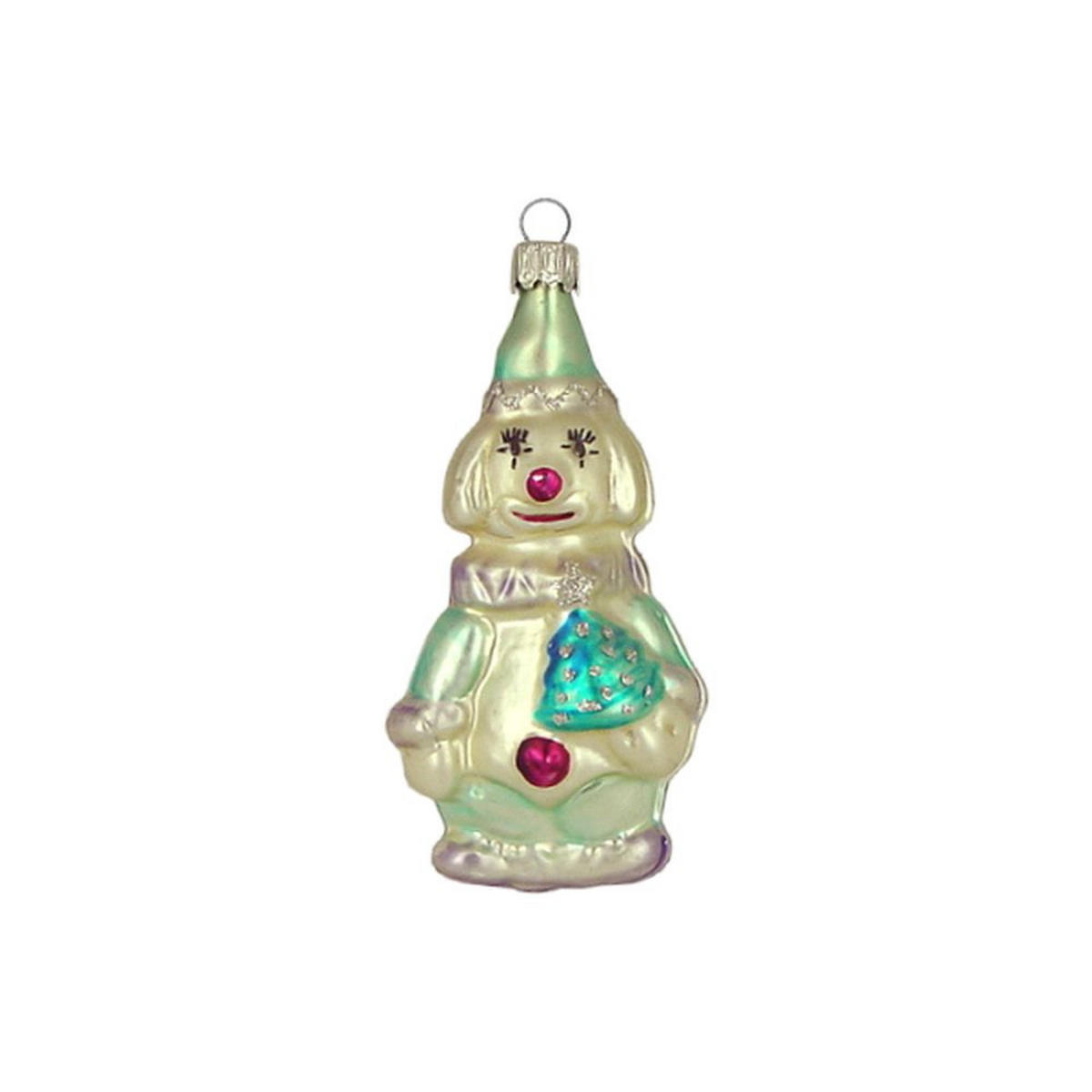 CHRISTBAUMSCHMUCK Clown mit Bäumchen eisgrün matt 11 cm - Multicolor, Metall (0.1/11/0.1cm)
