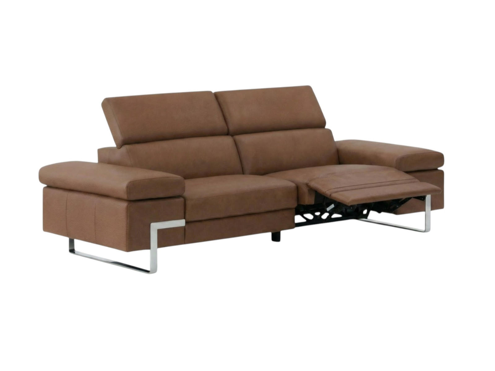 3-SITZER Sofa Opera Echtleder mit 1 x Relaxfunktion Cognacbraun - Cognac, Leder/Metall (223/75/109cm)
