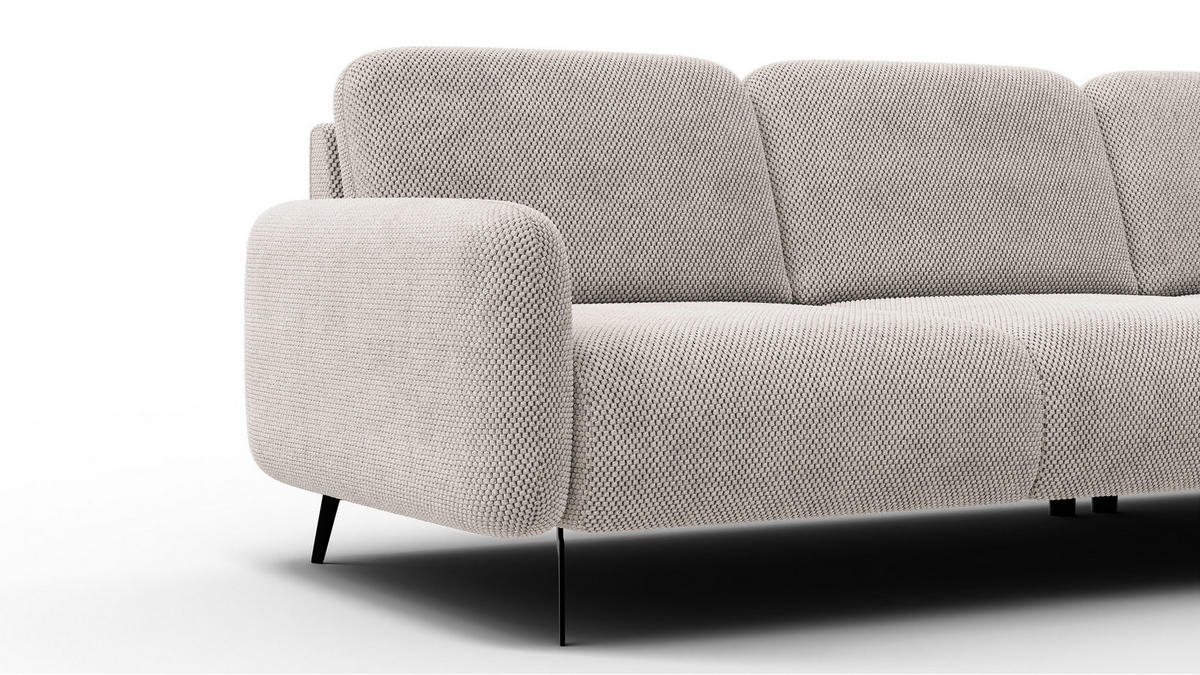 ECKSOFA FEBE 5-Sitzer rechts, beige - Beige/Schwarz, Holz/Textil (271/190cm) - Courtois Laville