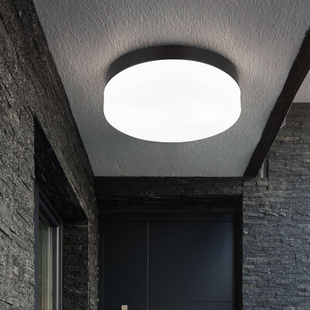 LED AUSSENDECKENLEUCHTE Alu Schwarz Opal - Schwarz, Glas (18.4/18.4/6.5cm) - Globo Lighting
