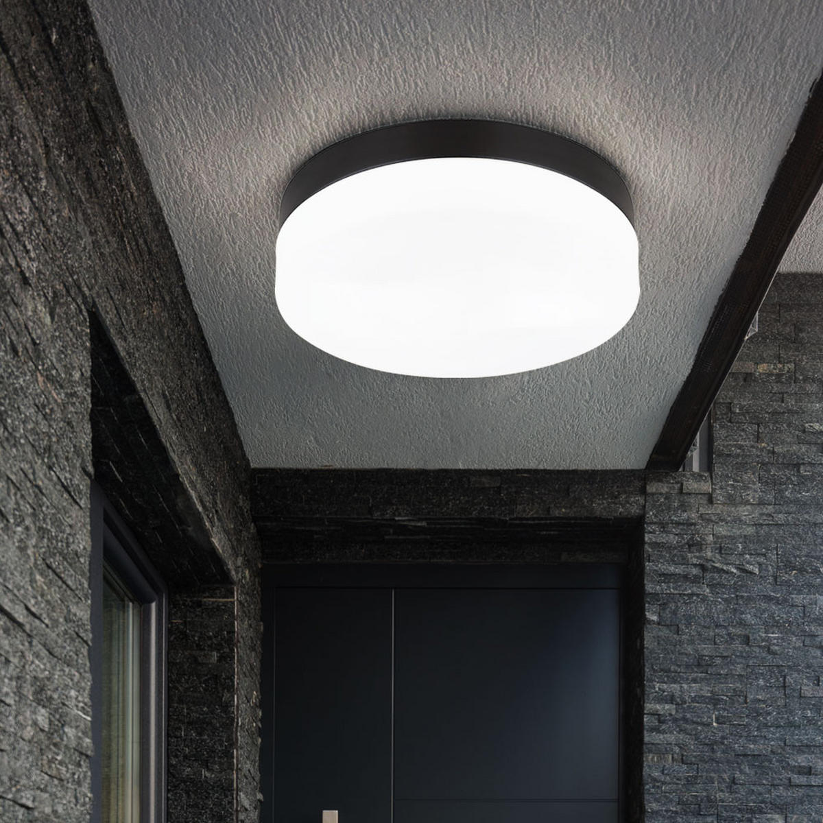 LED AUSSENDECKENLEUCHTE Alu Schwarz Opal - Schwarz, Glas (18.4/18.4/6.5cm) - Globo Lighting