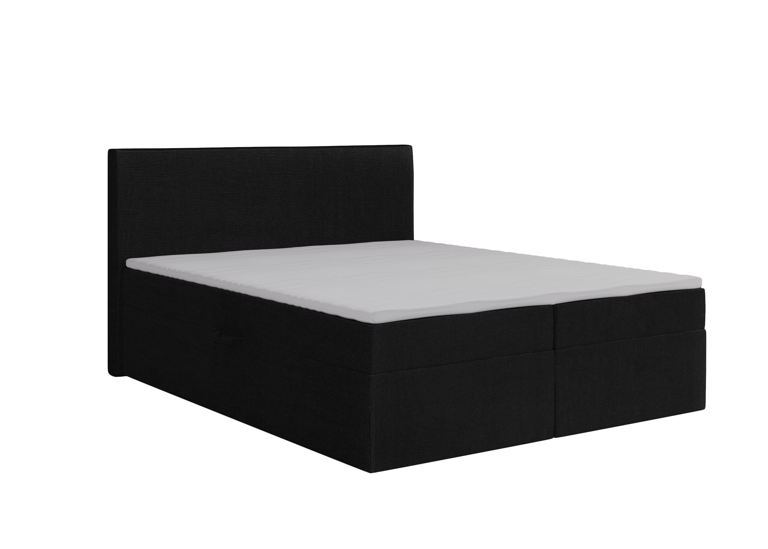 BOXBETT Havana Schwarz 180x200 cm Bettkasten + Topper - Schwarz, Holz/Textil (180/200cm) - Comfortic