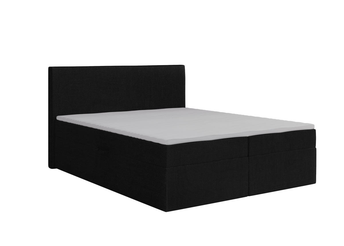BOXBETT Havana Schwarz 140x200 cm Bettkasten + Topper - Schwarz, Holz/Textil (140/200cm) - Comfortic