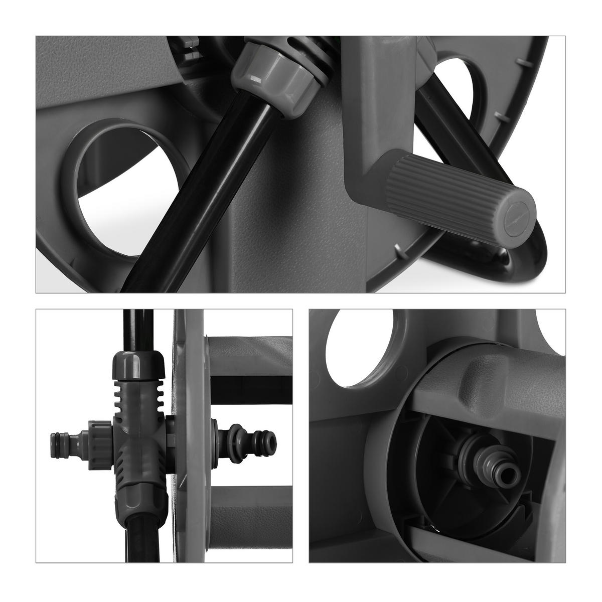 SCHLAUCHTROMMEL - Grau, Kunststoff/Metall (42/38/31cm) - Relaxdays