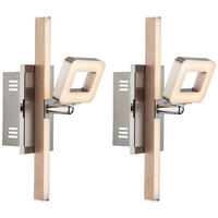 LED WANDLEUCHTE Chrom Nickel Silber 2er Set - Silberfarben, Metall (7/15.5/25cm) - Globo Lighting