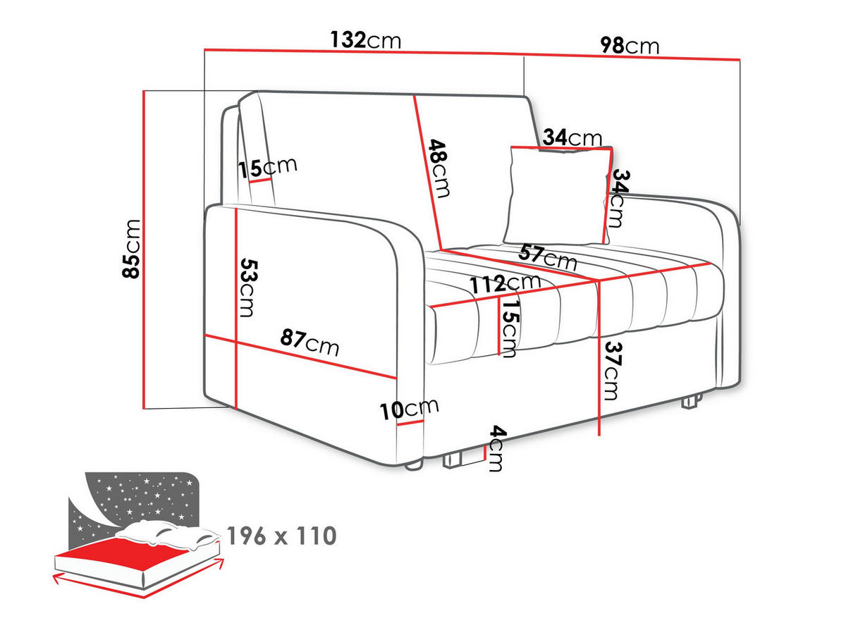 SCHLAFSOFA Viva Silk II - Dunkelgrün/Schwarz, Holz/Textil (132/85/98cm) - MIRJAN24