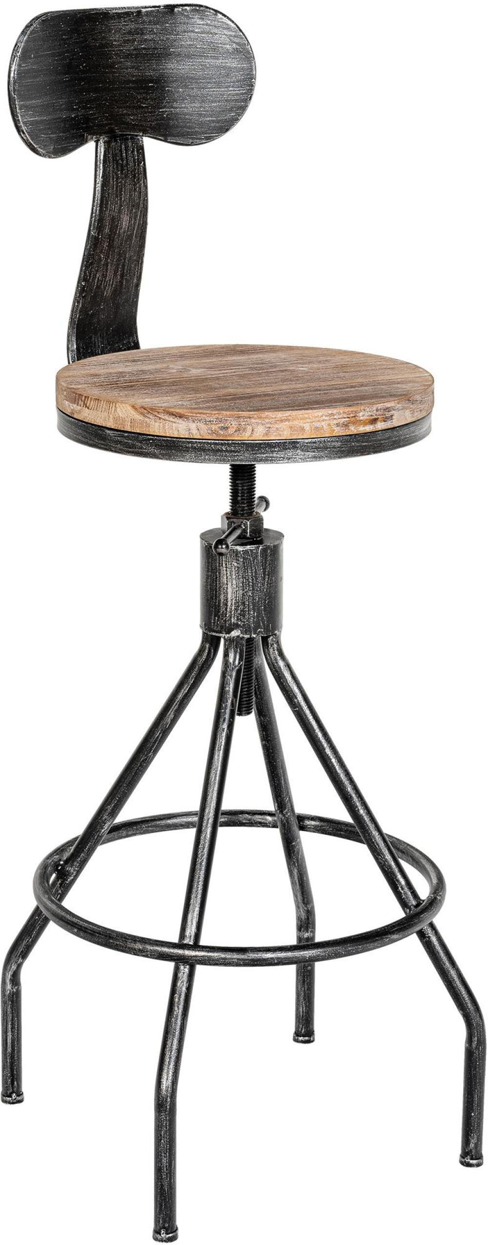 BARHOCKER Holz antik silber - Silberfarben, Holz/Metall (41/96/41cm) - CLP