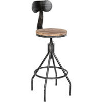 BARHOCKER Holz antik silber - Silberfarben, Holz/Metall (41/96/41cm) - CLP
