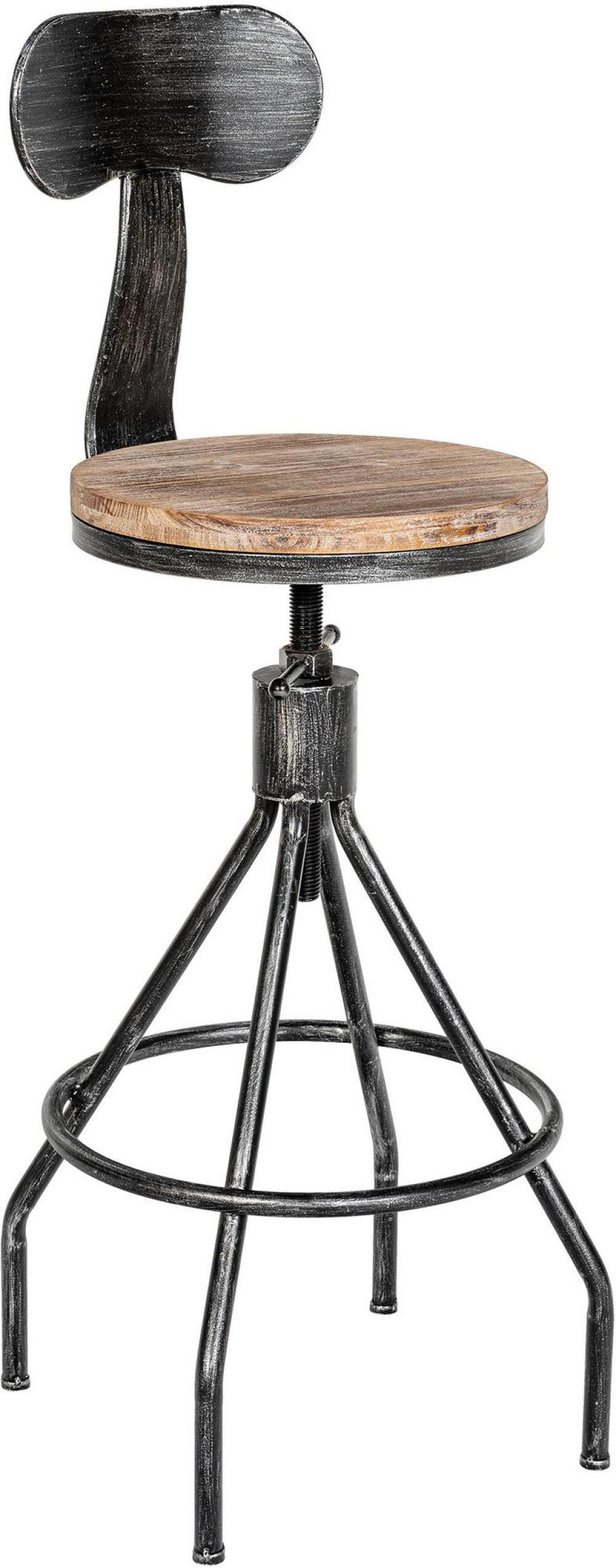 BARHOCKER Holz antik silber - Silberfarben, Holz/Metall (41/96/41cm) - CLP