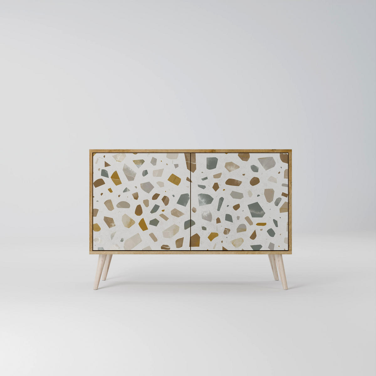 SIDEBOARD PIECES OF TOMORROW, Eicheneffekt, 111x42x77,5 cm, 2 Türen - Eichefarben/Buchefarben, Holzwerkstoff/Buchenholz (111/77.5/42cm) - SpaceRebels