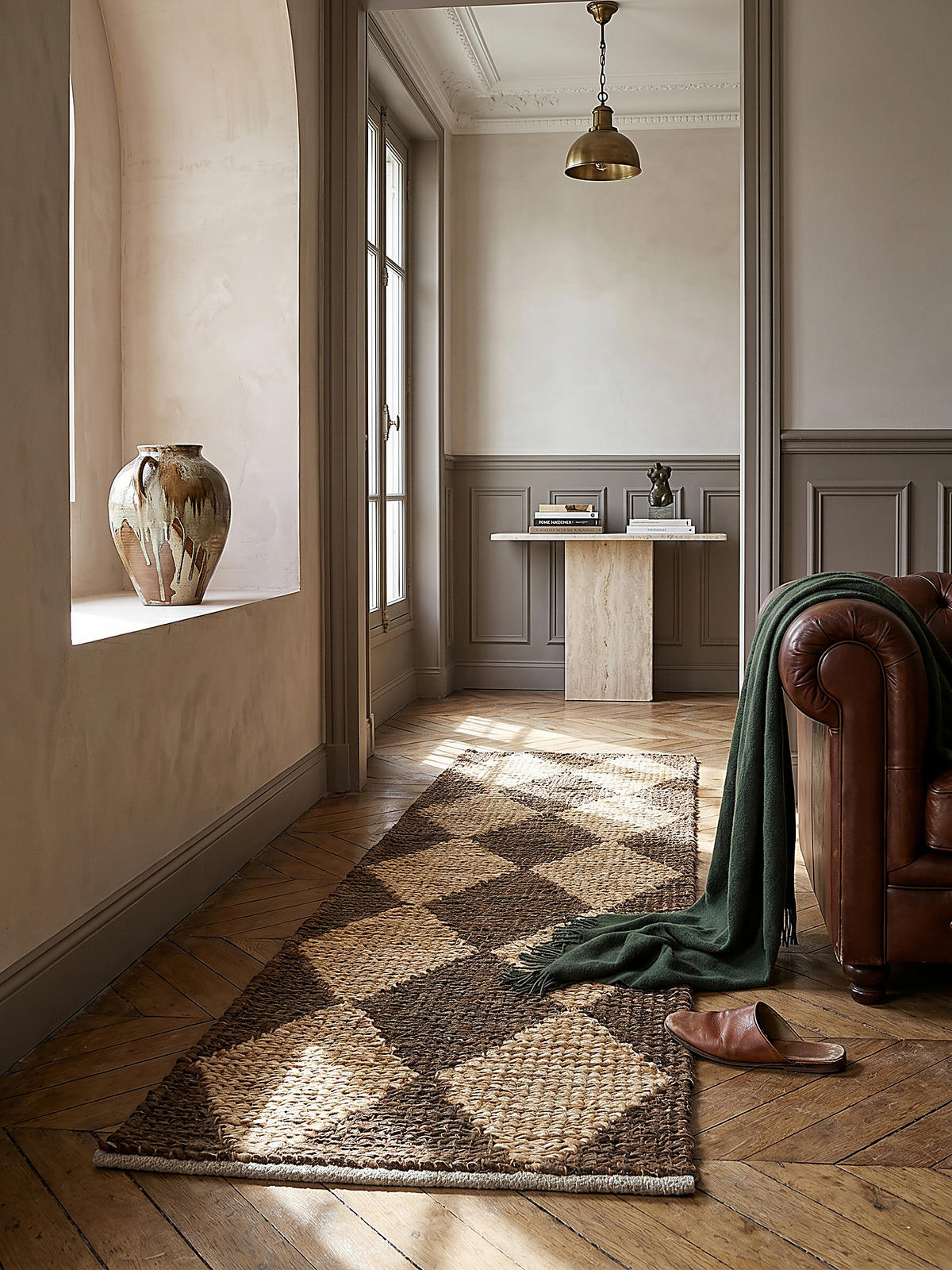 JUTETEPPICH BAIN, mit Rautenmuster, Braun, 60 x 230 cm - Braun, Textil (60/230cm) - KADIMA DESIGN